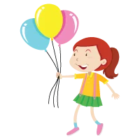 rdawing of a girl smiling with hands straight out